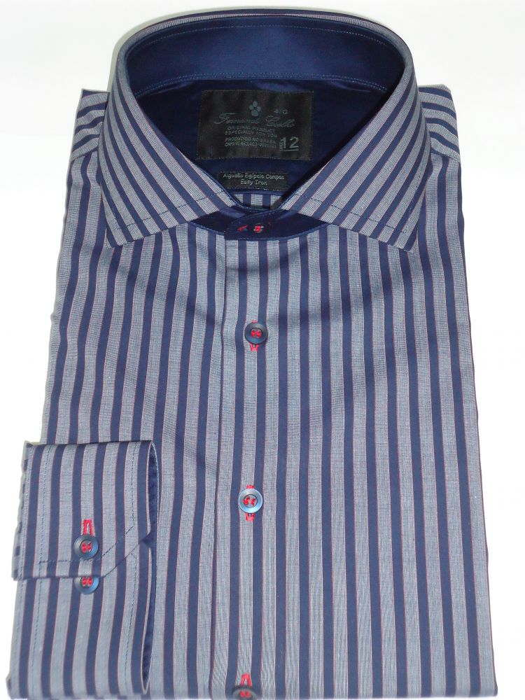 camisa social listrada azul