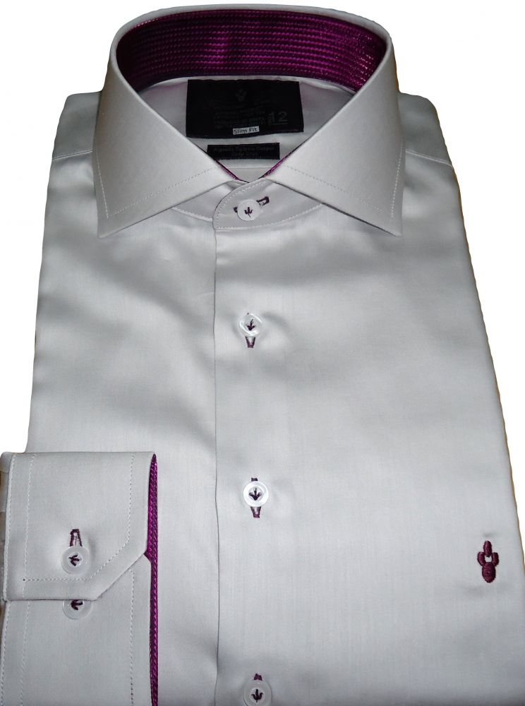 camisa social slim cinza